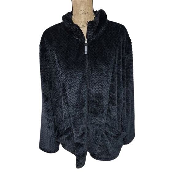 Free Country butter pile super soft Cozy black jacket Women's plus size 2X neW! - Picture 3 of 13